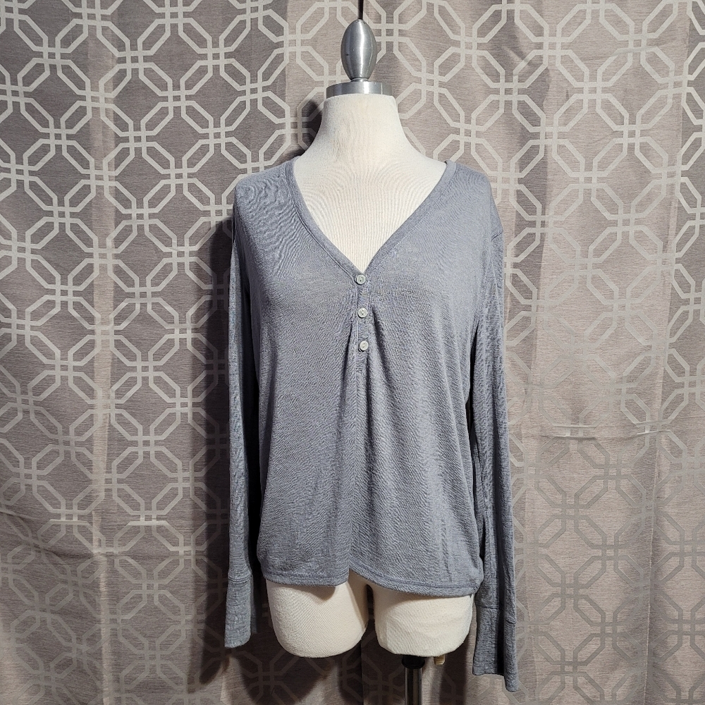 Victoria Secret Long Sleeve Gray Henley